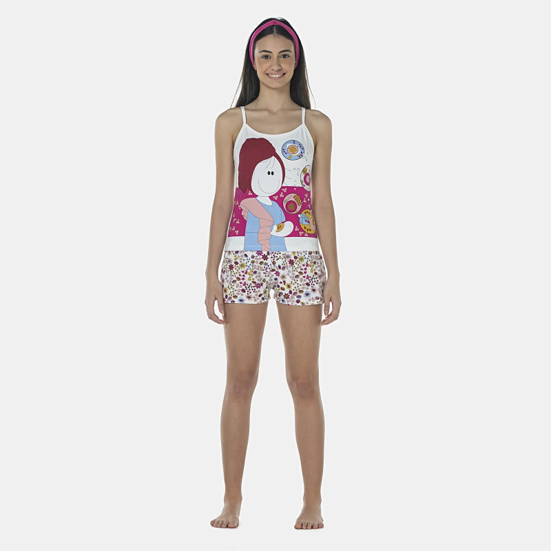 Pijama Feminino Adulto Alça e Short