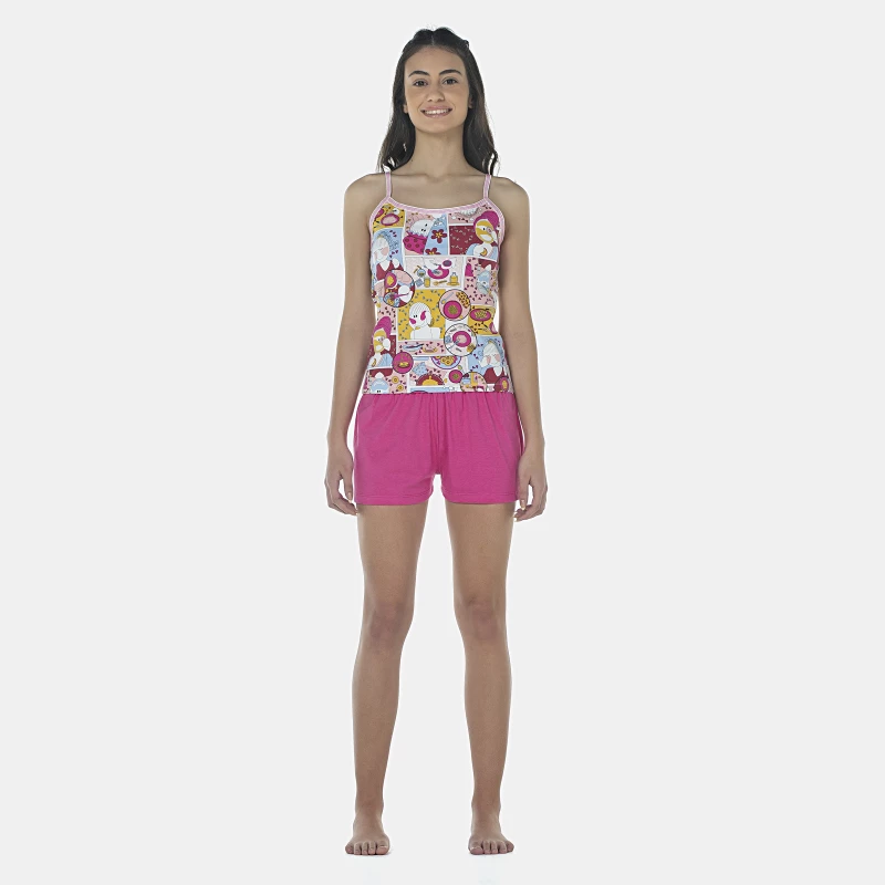 Pijama Feminino Adulto Alça e Short