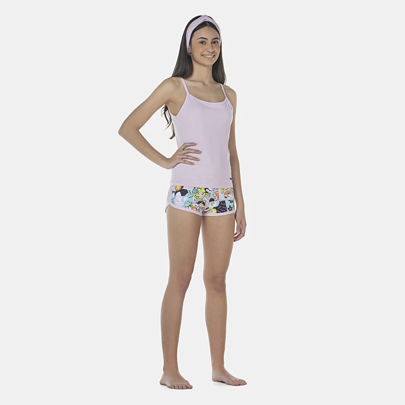Pijama Feminino Adulto Alça e Short Cotton