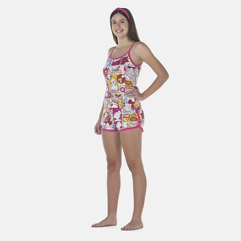 Pijama Feminino Adulto Alça e Short Cotton