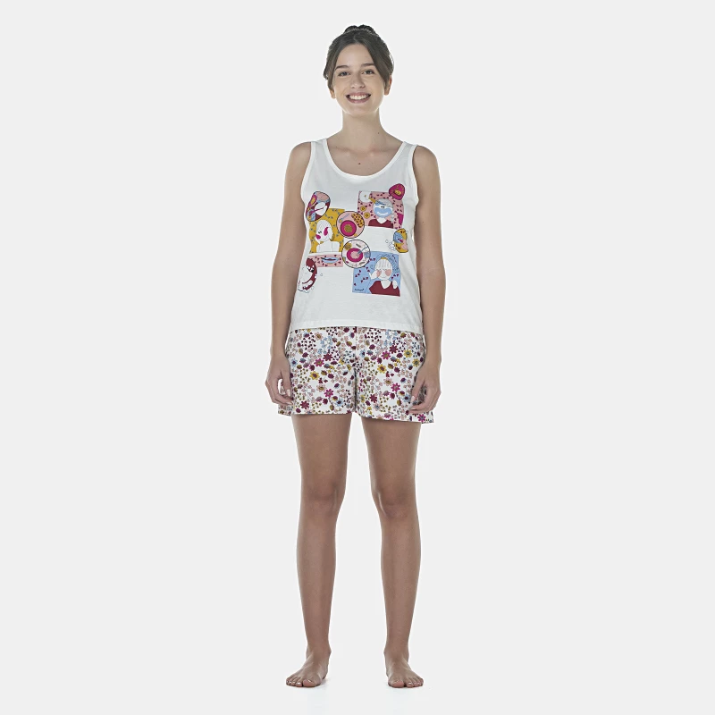 Pijama Feminino Adulto Regata e Short