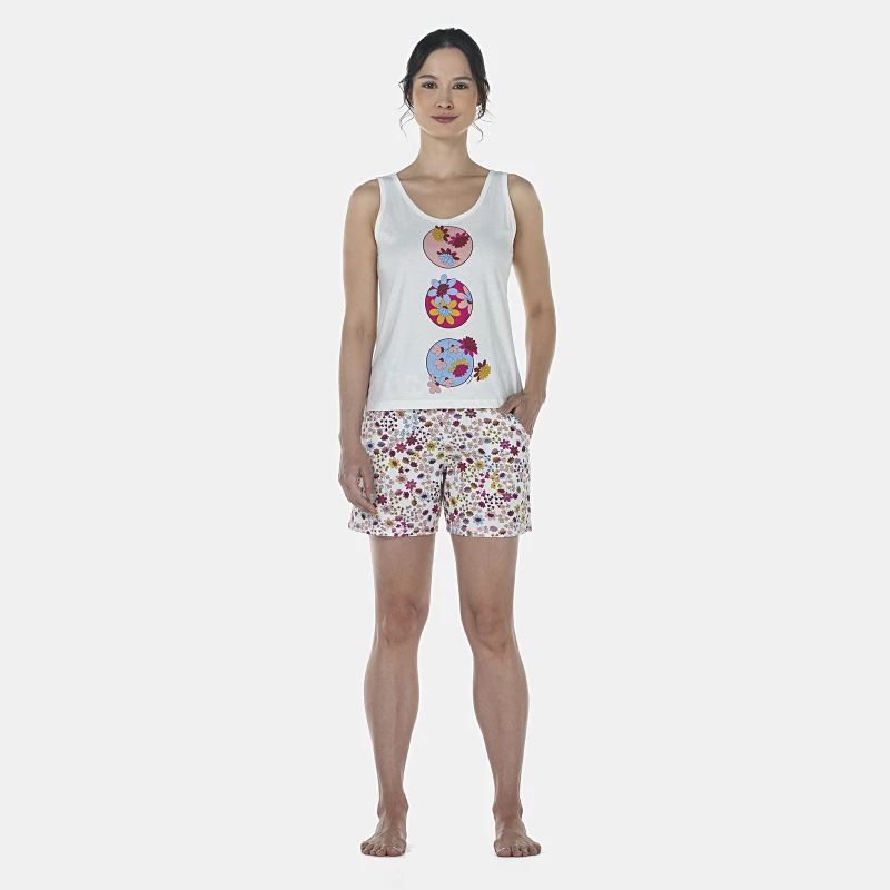 Pijama Feminino Adulto Regata e Bermuda