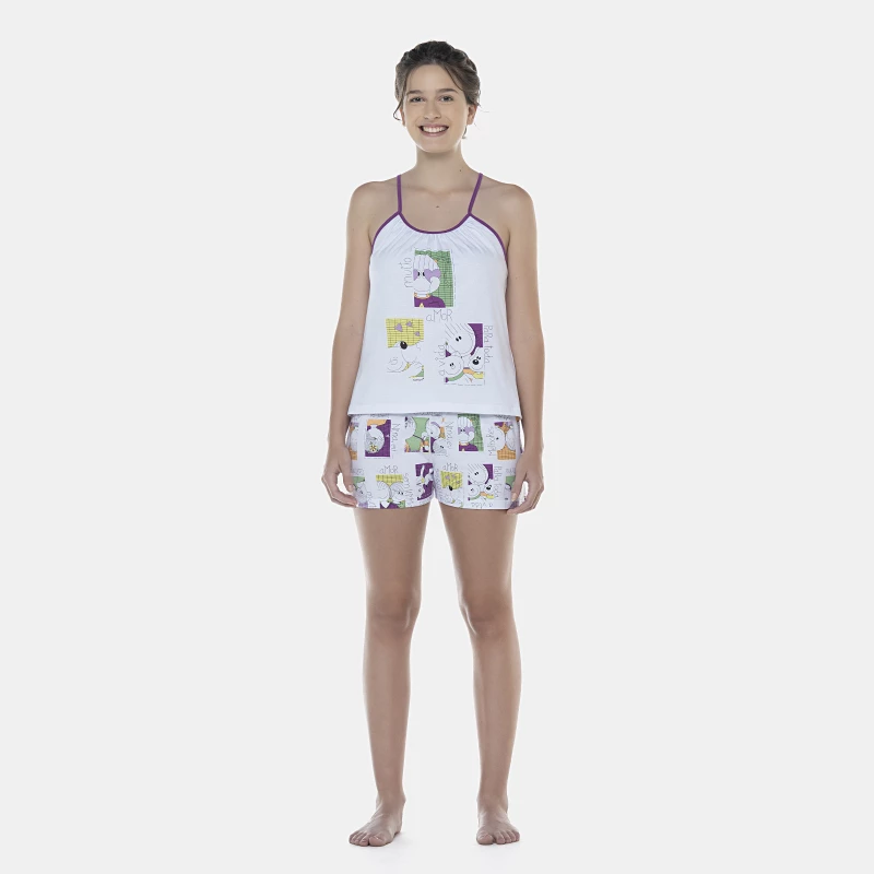 Pijama Feminino Adulto Alça e Short
