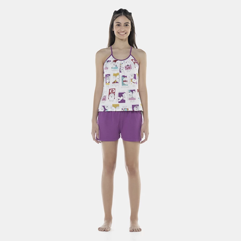 Pijama Feminino Adulto Alça e Short