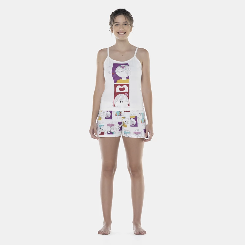 Pijama Feminino Adulto Alça e Short