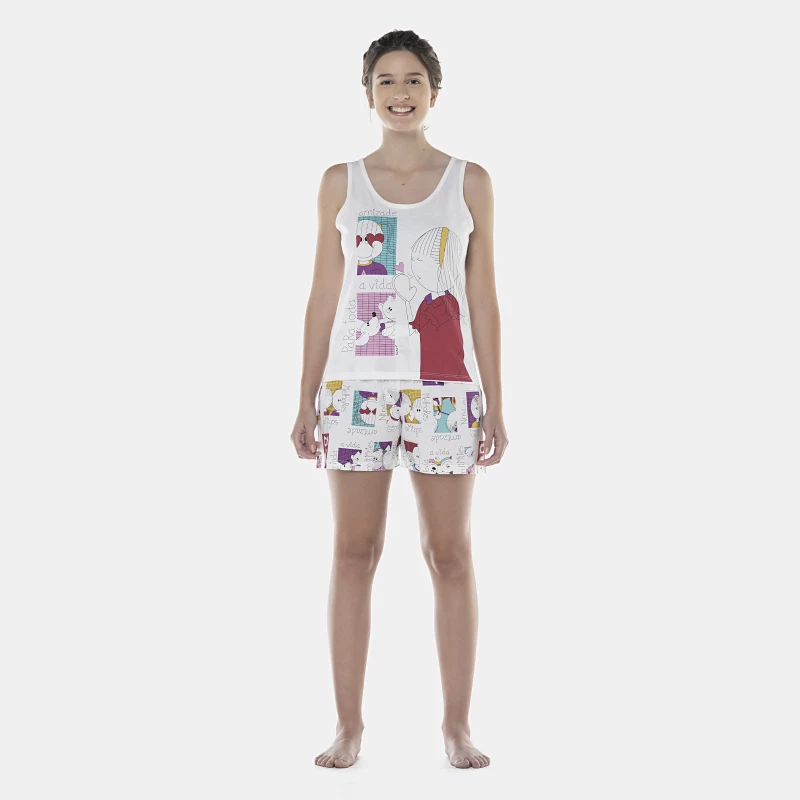 Pijama Feminino Adulto Regata e Short