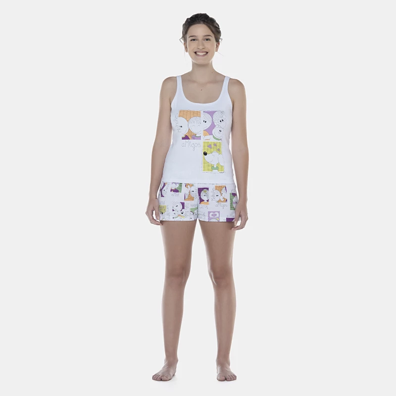 Pijama Feminino Adulto Regata e Short