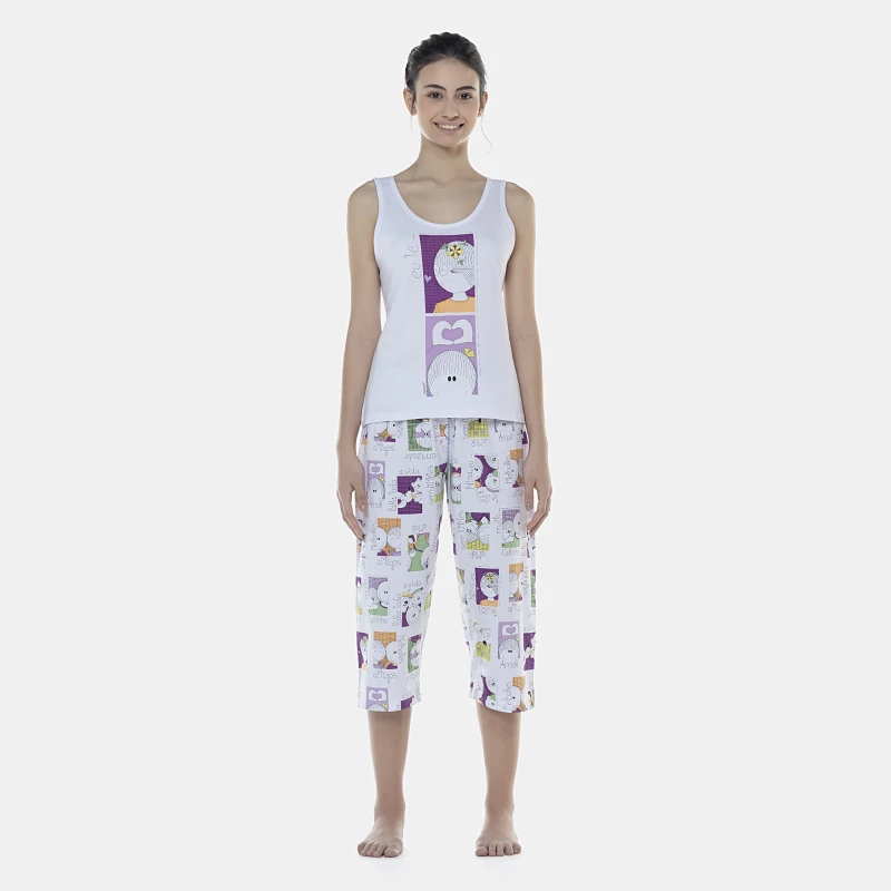 Pijama Feminino Adulto Regata e Corsário
