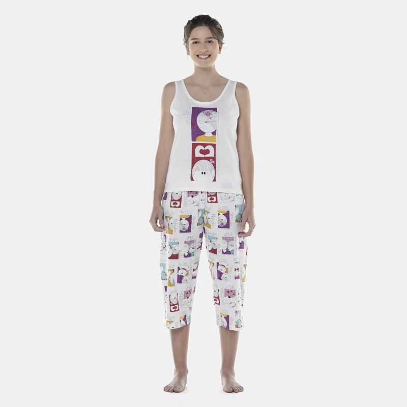 Pijama Feminino Adulto Regata e Corsário