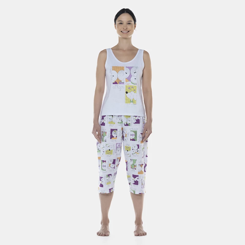 Pijama Feminino Adulto Regata e Corsário