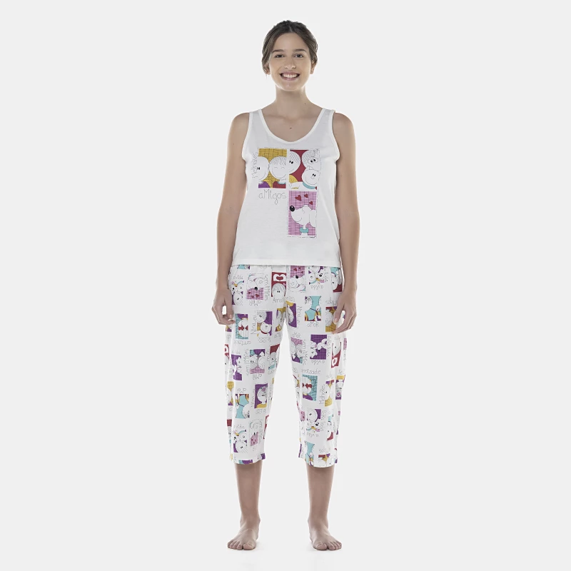 Pijama Feminino Adulto Regata e Corsário