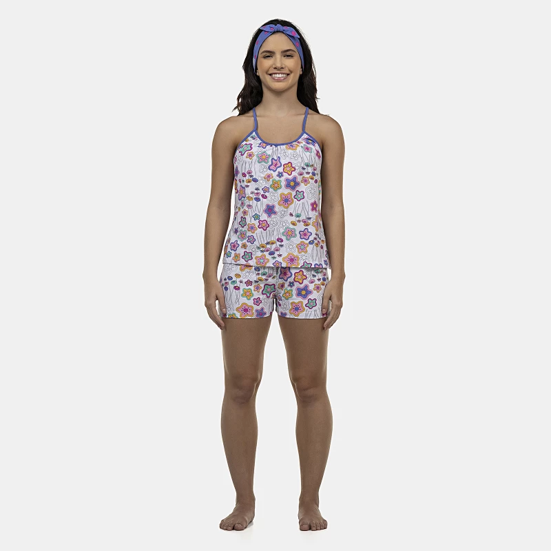 Pijama Feminino Adulto Alça e Short
