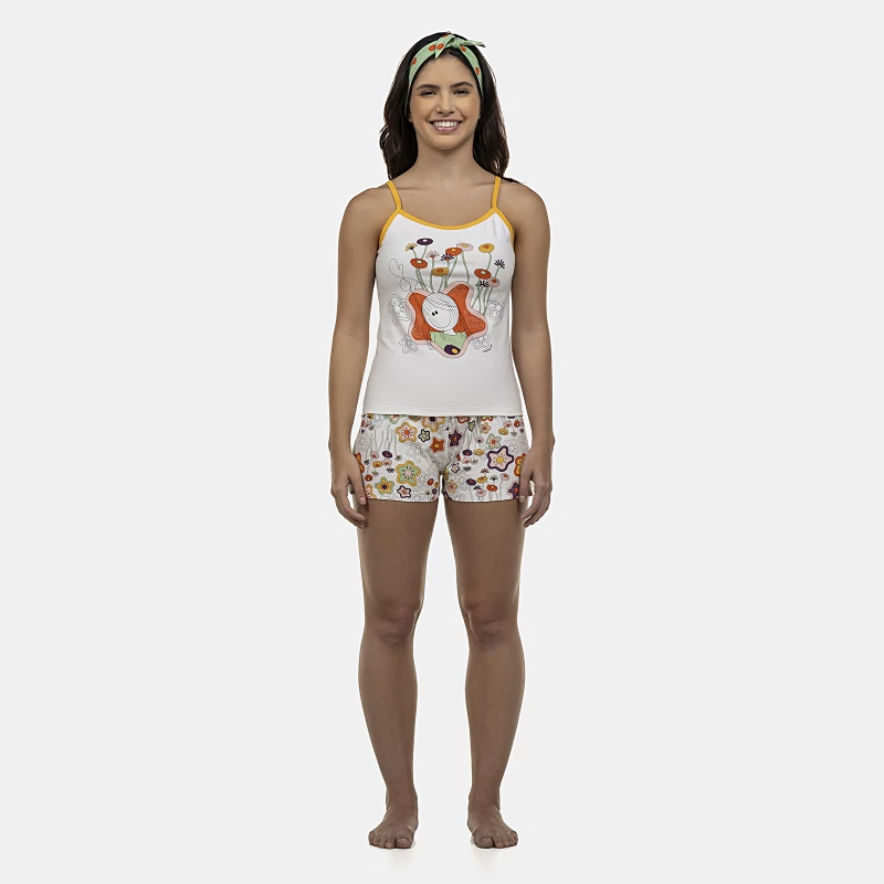 Pijama Feminino Adulto Alça e Short