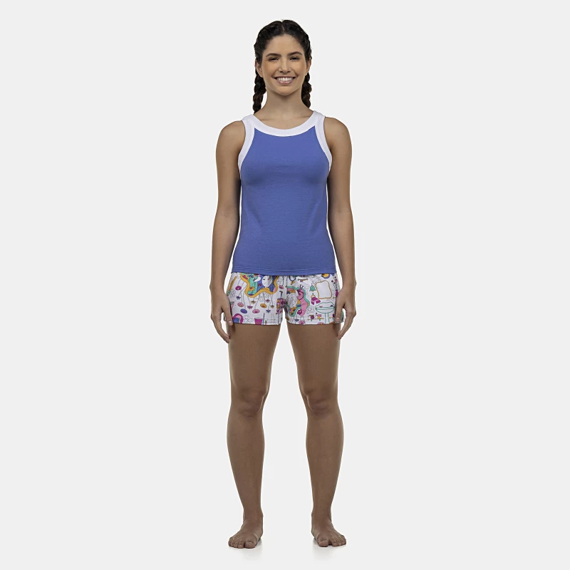 Pijama Feminino Adulto Regata e Short