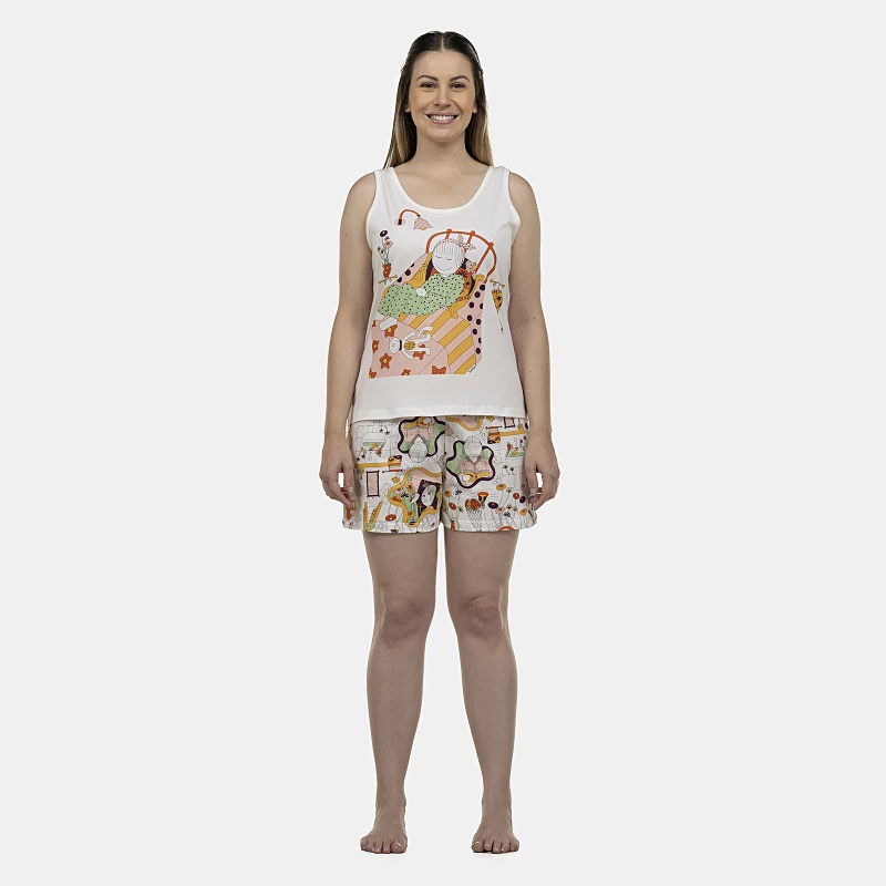 Pijama Feminino Adulto Regata e Short