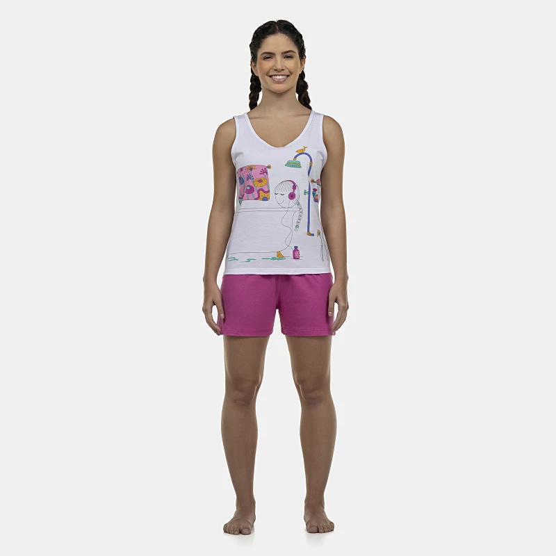 Pijama Feminino Adulto Regata e Short