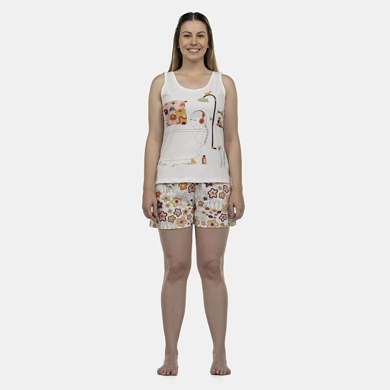 Pijama Feminino Adulto Regata e Short