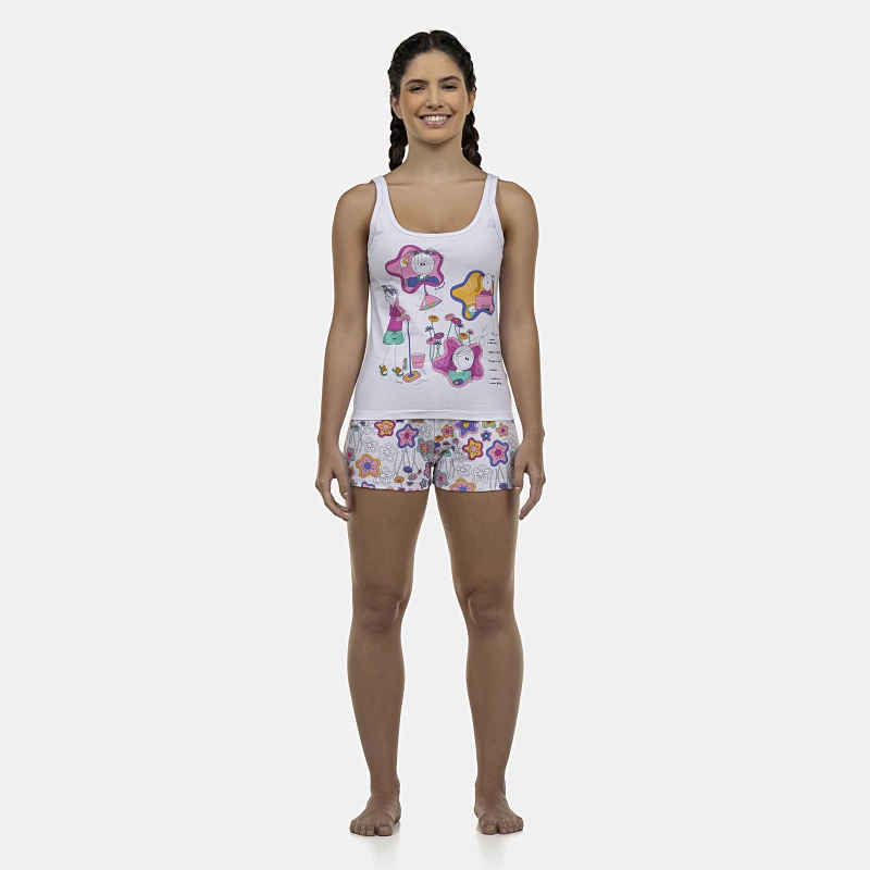 Pijama Feminino Adulto Regata e Short