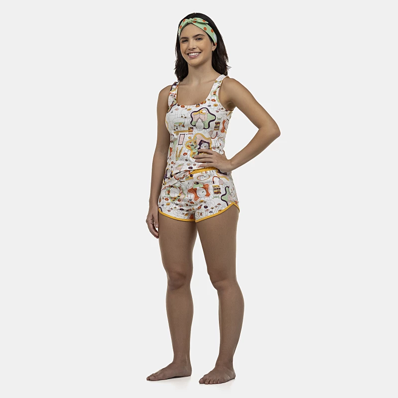 Pijama Feminino Adulto Regata e Short Cotton