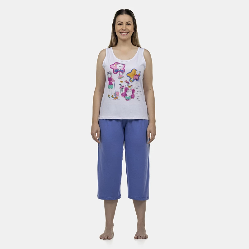 Pijama Feminino Adulto Regata e Corsário