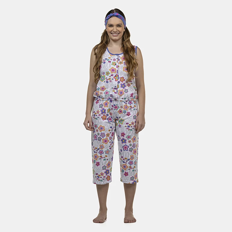 Pijama Feminino Adulto Regata e Corsário