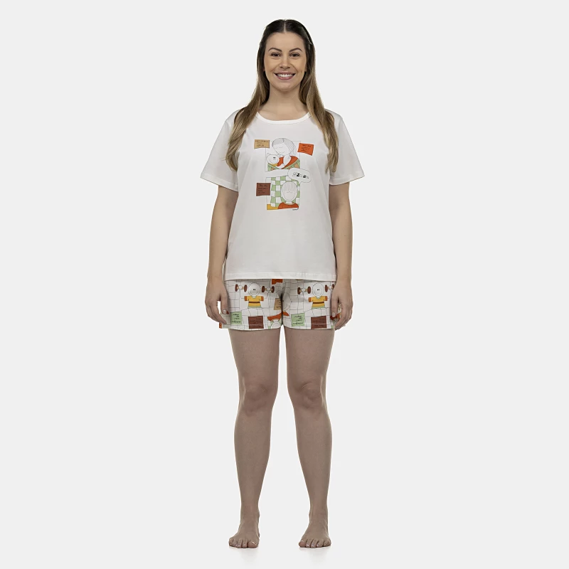 Pijama Feminino Adulto Manga Curta e Short