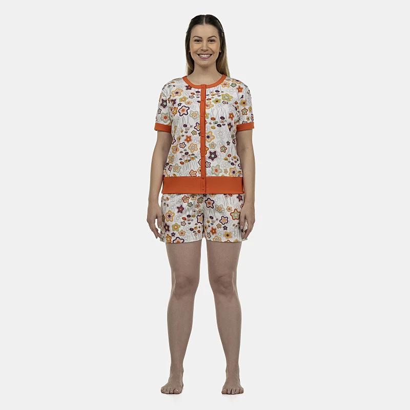 Pijama Feminino Adulto Manga Curta e Short
