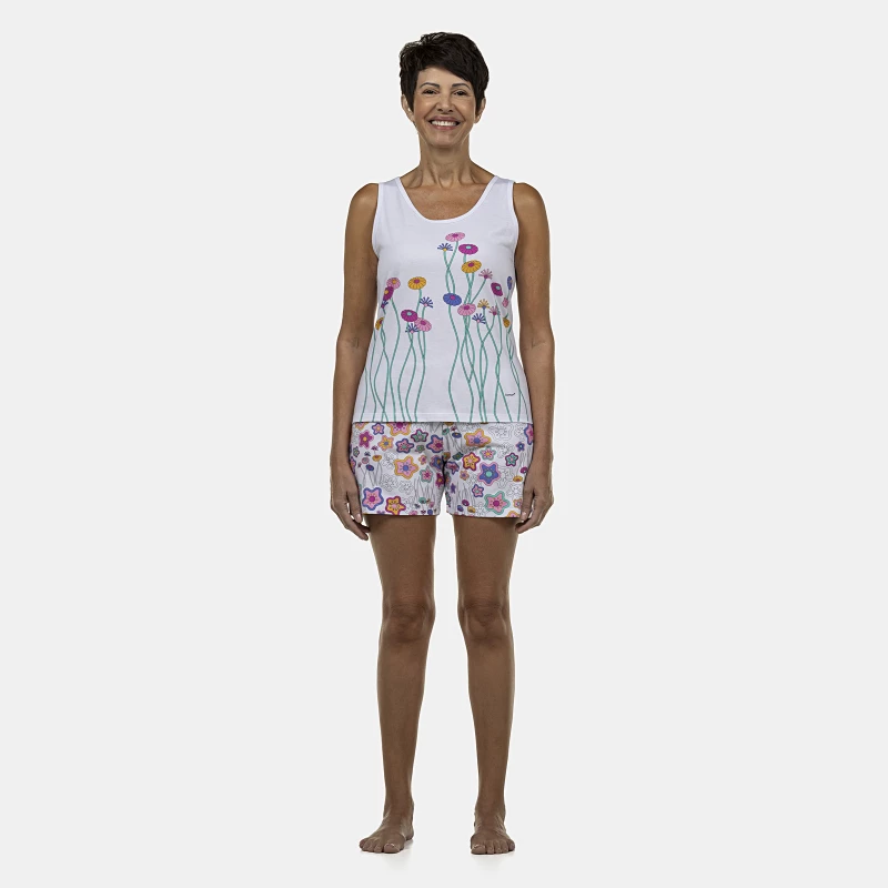 Pijama Feminino Adulto Regata e Bermuda