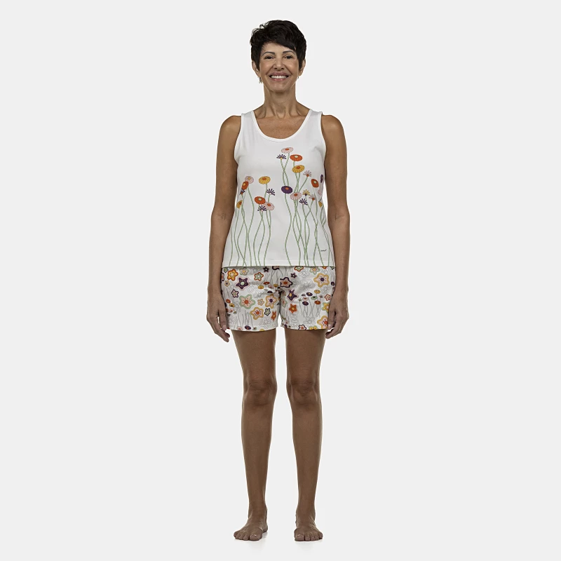 Pijama Feminino Adulto Regata e Bermuda