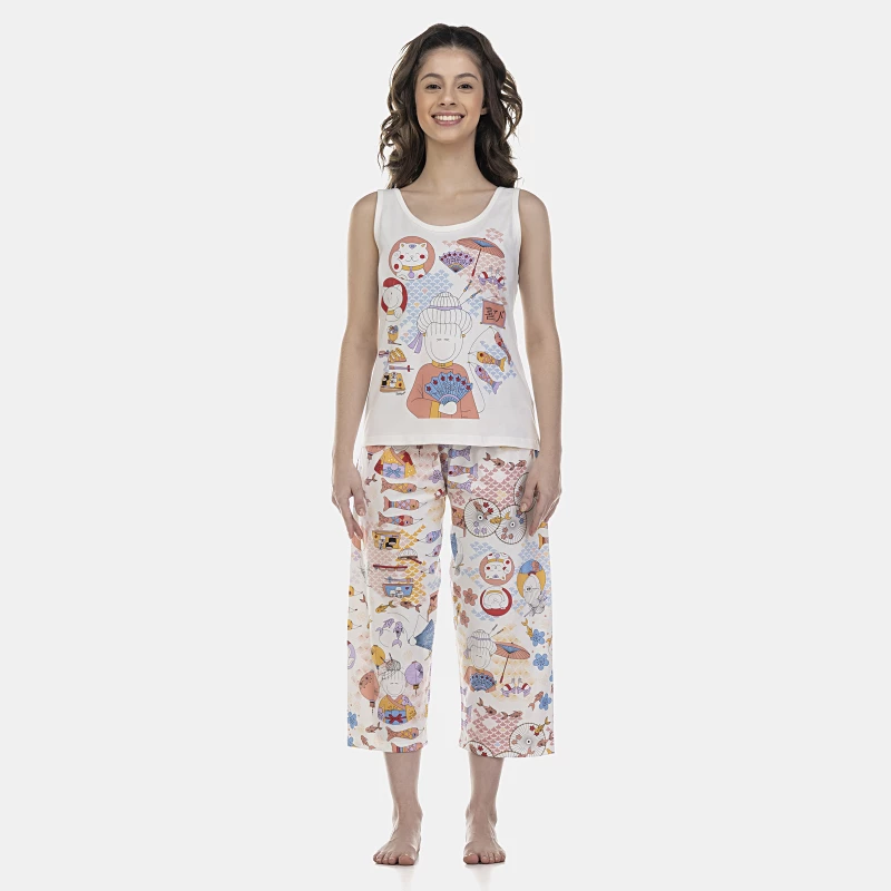 Pijama Feminino Adulto Regata e Corsário