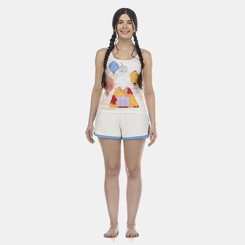 Pijama Feminino Adulto Regata e Short Atoalhado