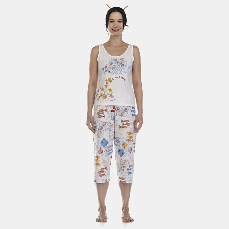 Pijama Feminino Adulto Regata e Corsário