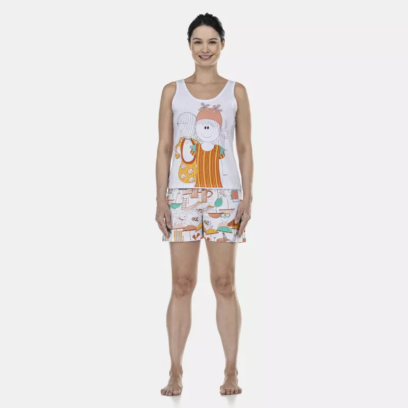 Pijama Feminino Adulto Regata e Short