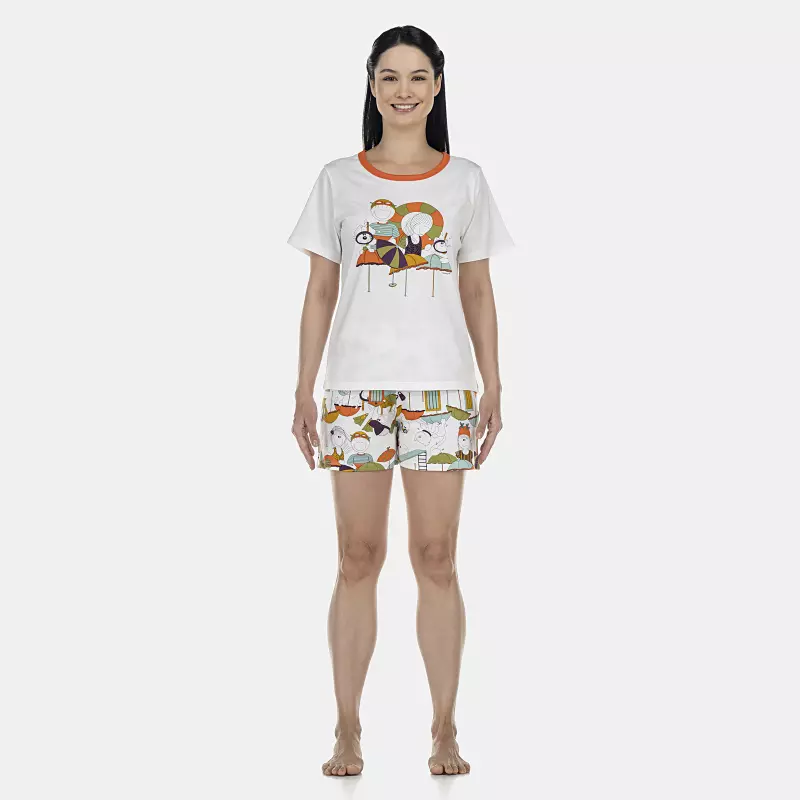 Pijama Feminino Adulto Manga Curta e Short