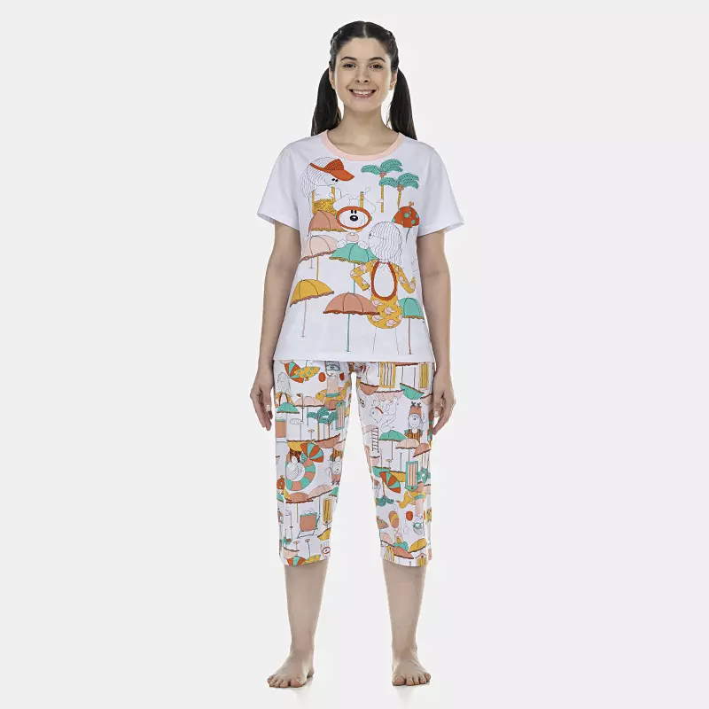 Pijama Feminino Adulto Manga Curta e Corsário
