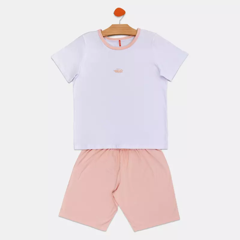 Pijama Feminino Adulto Manga Curta e Bermuda