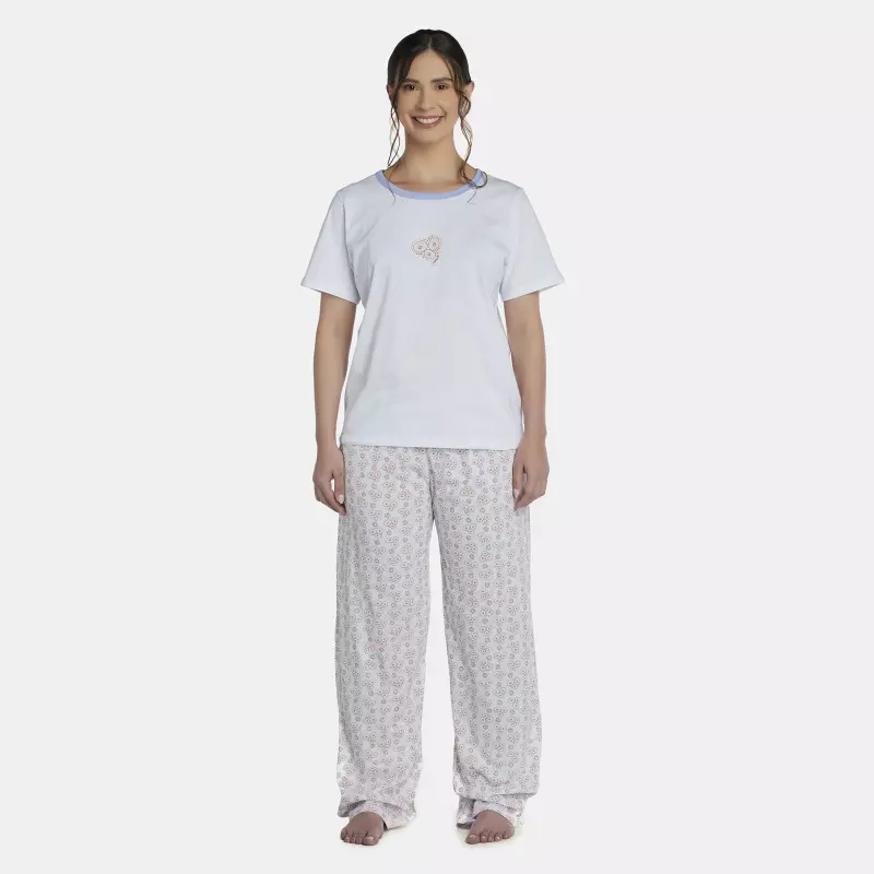 Pijama Feminino Adulto Manga Curta e Calça