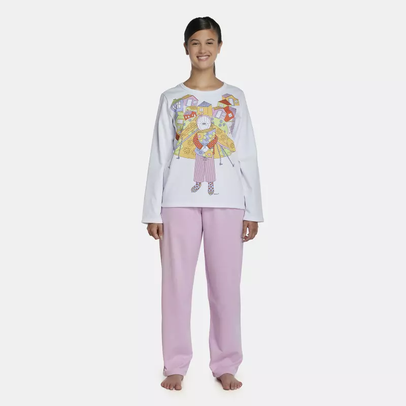 Pijama Feminino Adulto Manga Longa e Calça Moletinho