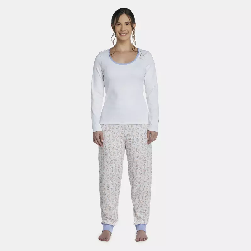 Pijama Feminino Adulto Manga Longa e Calça