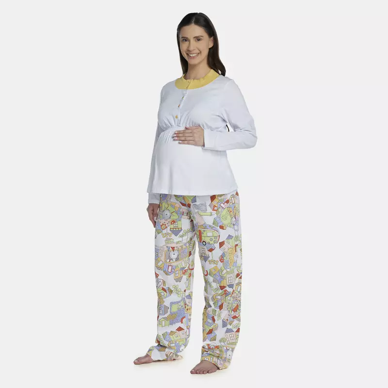 Pijama Feminino Adulto Gestante Manga Longa e Calça
