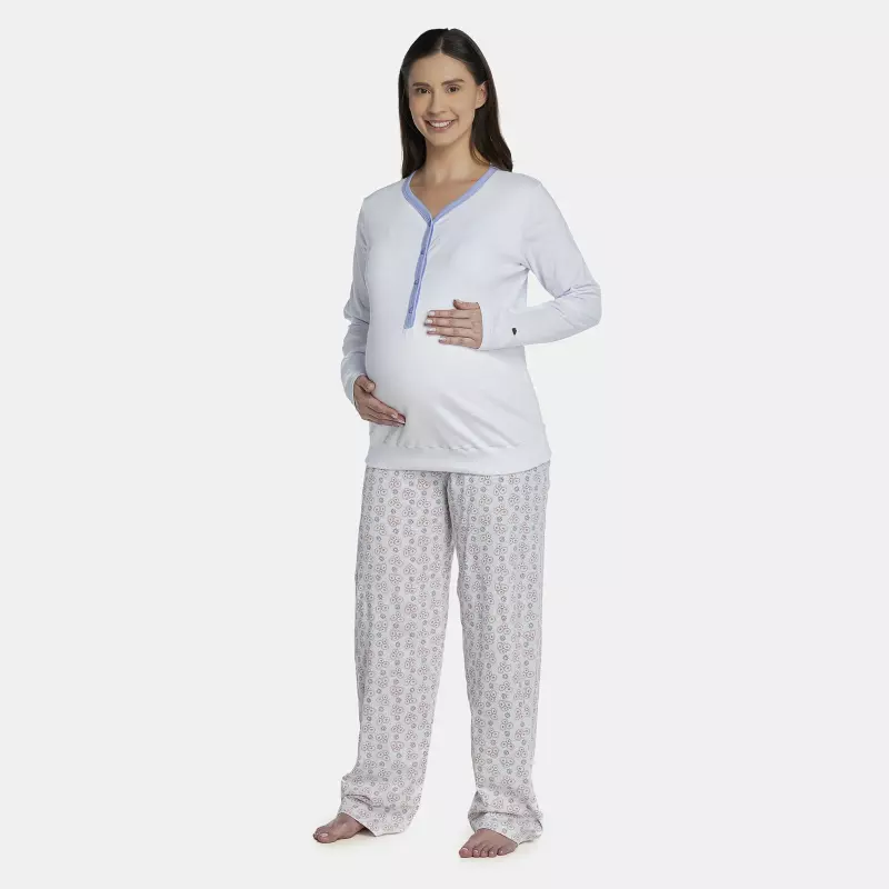 Pijama Feminino Adulto Gestante Manga Longa e Calça
