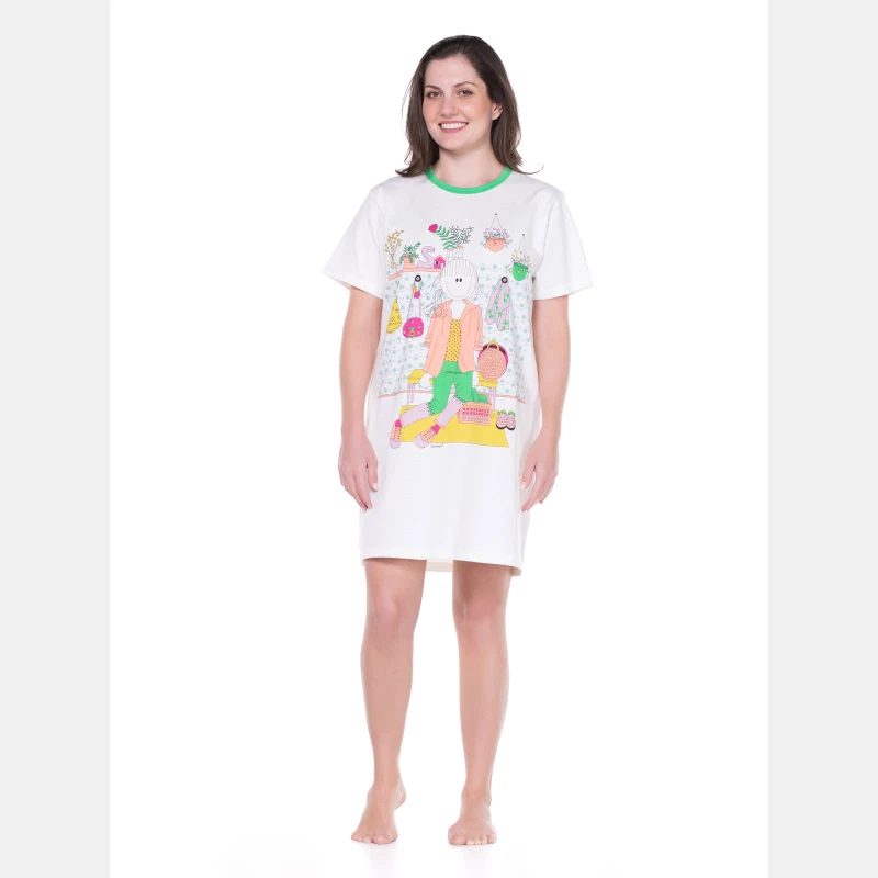 Camisão Feminino Adulto Manga Curta