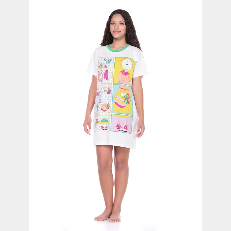 Camisão Feminino Adulto Manga Curta