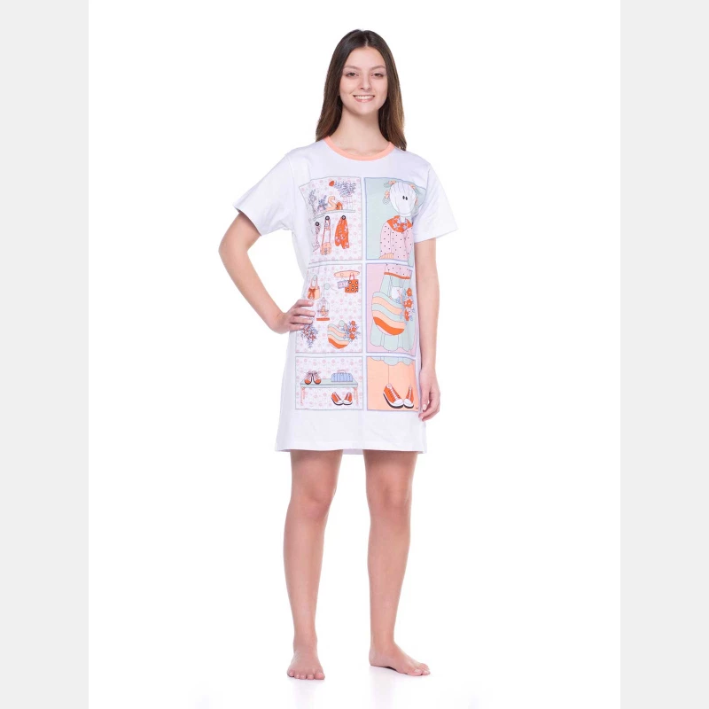 Camisão Feminino Adulto Manga Curta