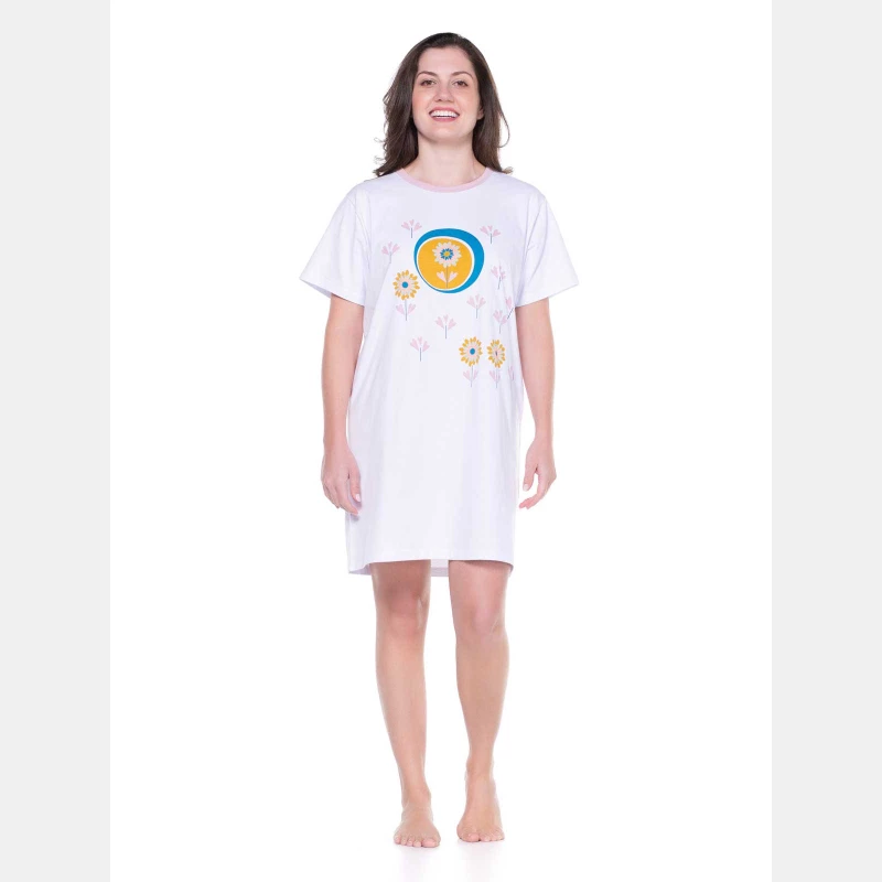 Camisão Feminino Adulto Manga Curta