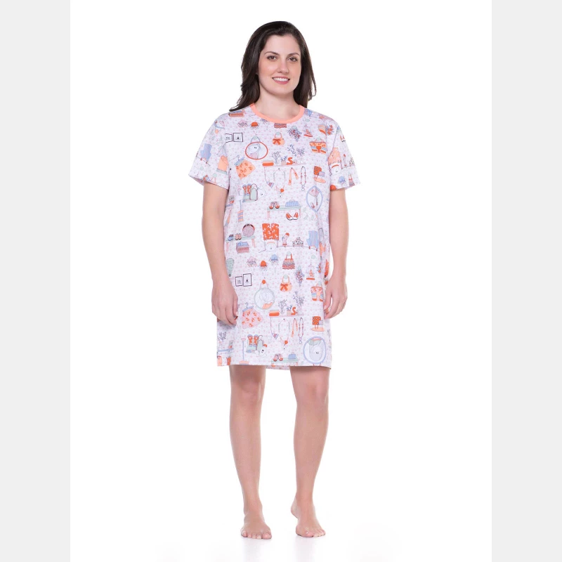 Camisão Feminino Adulto Manga Curta