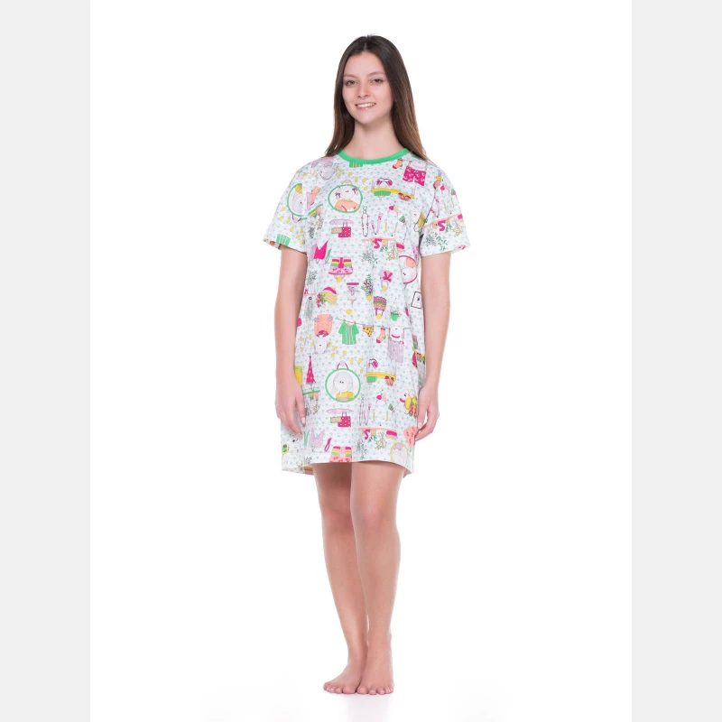 Camisão Feminino Adulto Manga Curta