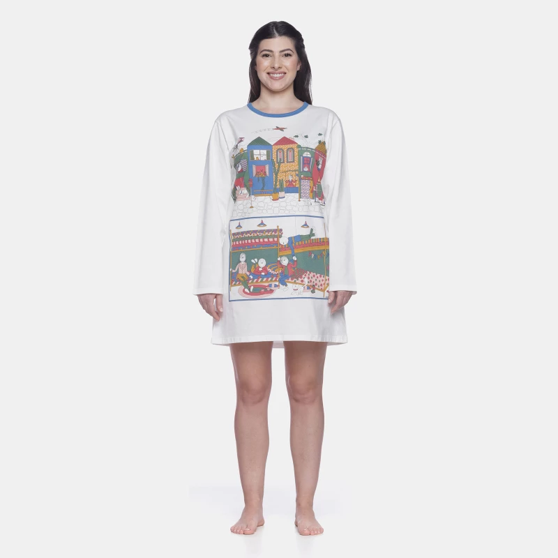 Camisão Feminino Adulto Manga Longa