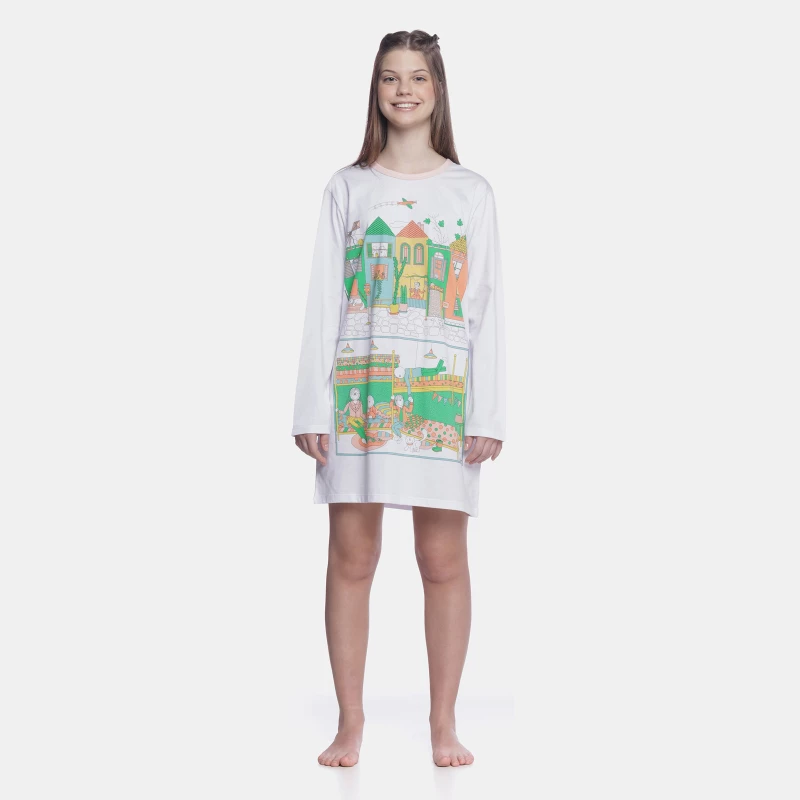 Camisão Feminino Adulto Manga Longa