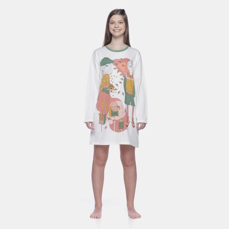 Camisão Feminino Adulto Manga Longa